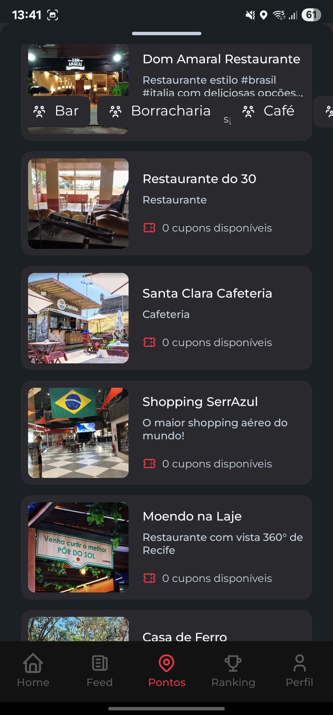 Tela de Feed do MotoClub